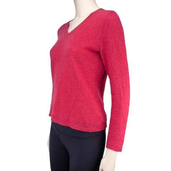 ADRIENNE VITTADINI 2-Ply Cashmere 100% V-Neck Long Sleeves Pink Sweater Pull S - Picture 2 of 7